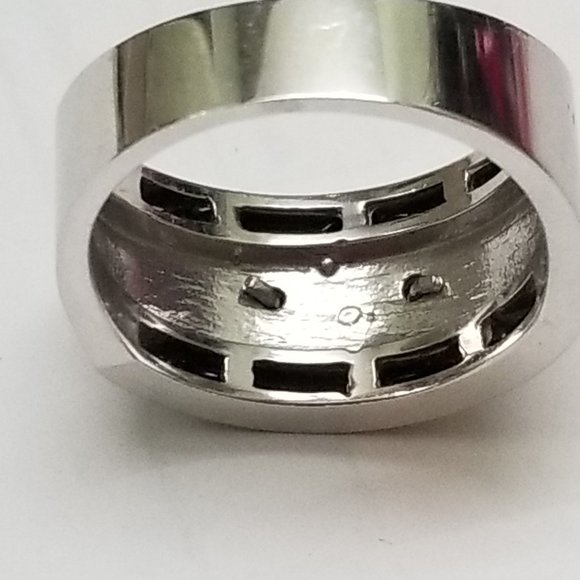 Men 14k White Gold Leopard Cat Enamel Diamond Ring